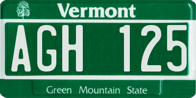 VT license plate AGH125