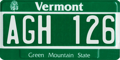 VT license plate AGH126