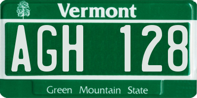 VT license plate AGH128