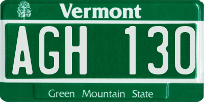 VT license plate AGH130