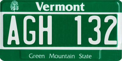 VT license plate AGH132