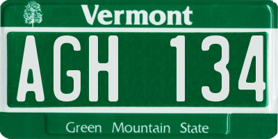VT license plate AGH134