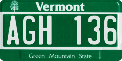 VT license plate AGH136