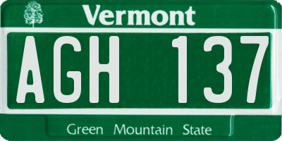 VT license plate AGH137