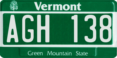 VT license plate AGH138