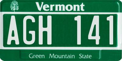 VT license plate AGH141