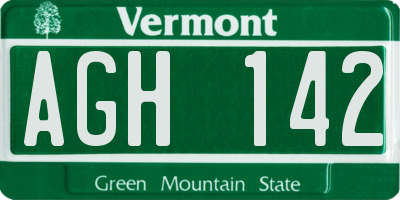 VT license plate AGH142