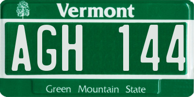 VT license plate AGH144
