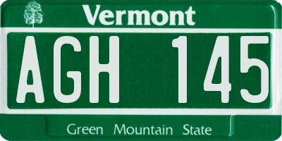 VT license plate AGH145