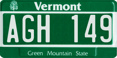 VT license plate AGH149