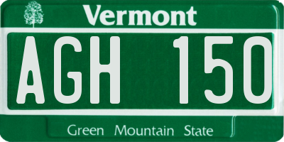 VT license plate AGH150