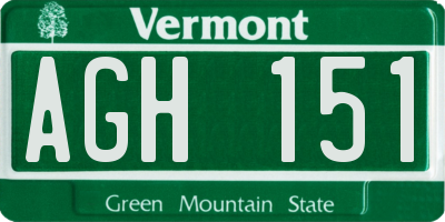 VT license plate AGH151