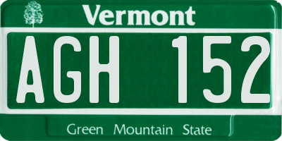 VT license plate AGH152