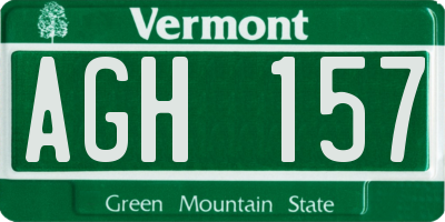 VT license plate AGH157
