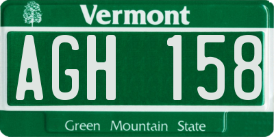 VT license plate AGH158