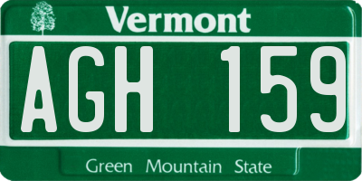 VT license plate AGH159