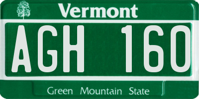 VT license plate AGH160