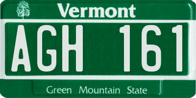 VT license plate AGH161