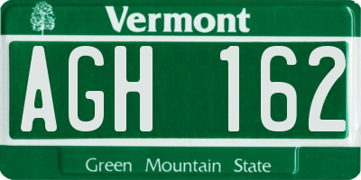 VT license plate AGH162