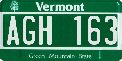 VT license plate AGH163