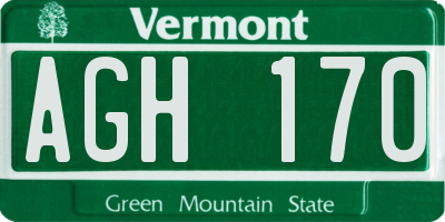 VT license plate AGH170