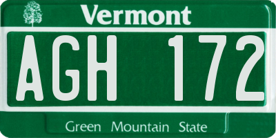 VT license plate AGH172
