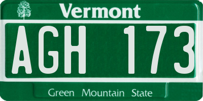 VT license plate AGH173