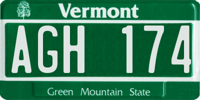 VT license plate AGH174