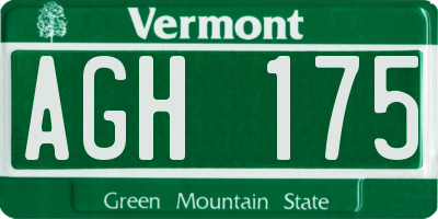 VT license plate AGH175