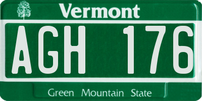 VT license plate AGH176