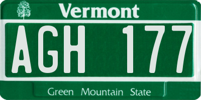 VT license plate AGH177