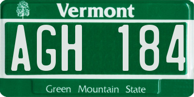 VT license plate AGH184
