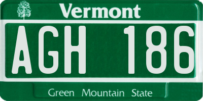 VT license plate AGH186