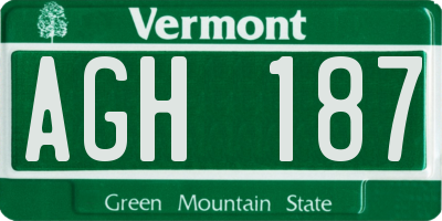 VT license plate AGH187
