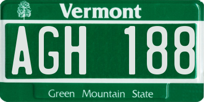 VT license plate AGH188