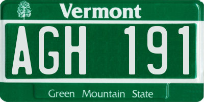 VT license plate AGH191