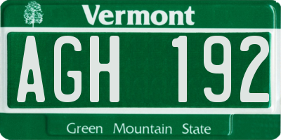 VT license plate AGH192