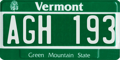 VT license plate AGH193