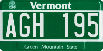 VT license plate AGH195