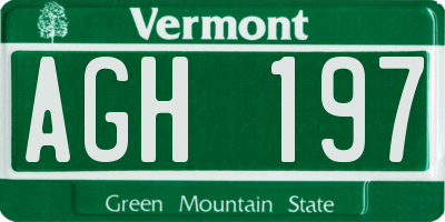 VT license plate AGH197
