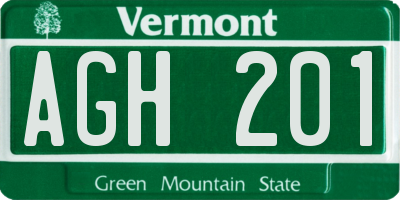 VT license plate AGH201