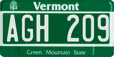 VT license plate AGH209