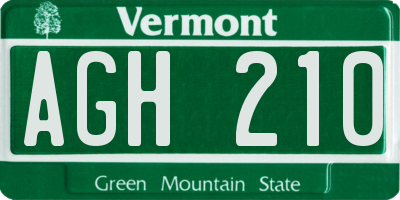 VT license plate AGH210