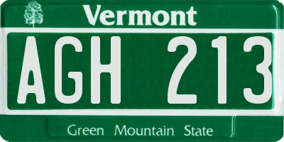 VT license plate AGH213
