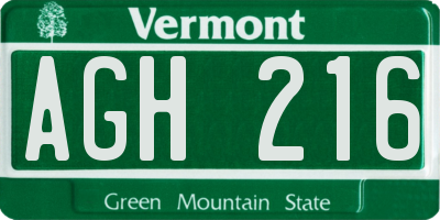 VT license plate AGH216