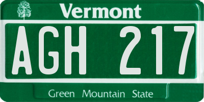 VT license plate AGH217