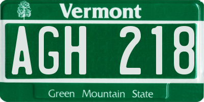 VT license plate AGH218