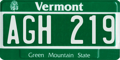 VT license plate AGH219