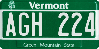 VT license plate AGH224