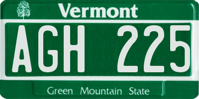 VT license plate AGH225